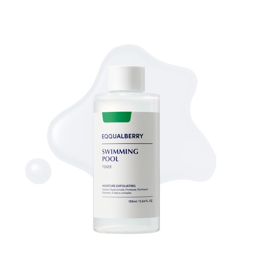 image:imageEQQUALBERRY Swimming Pool Toner Korean Toner for Daily Exfoliating amp Deep Hydration with Natural Enzyme Protease amp Hyaluronic Acid For Sensitive Skin 524 Fl Oz 155ml
