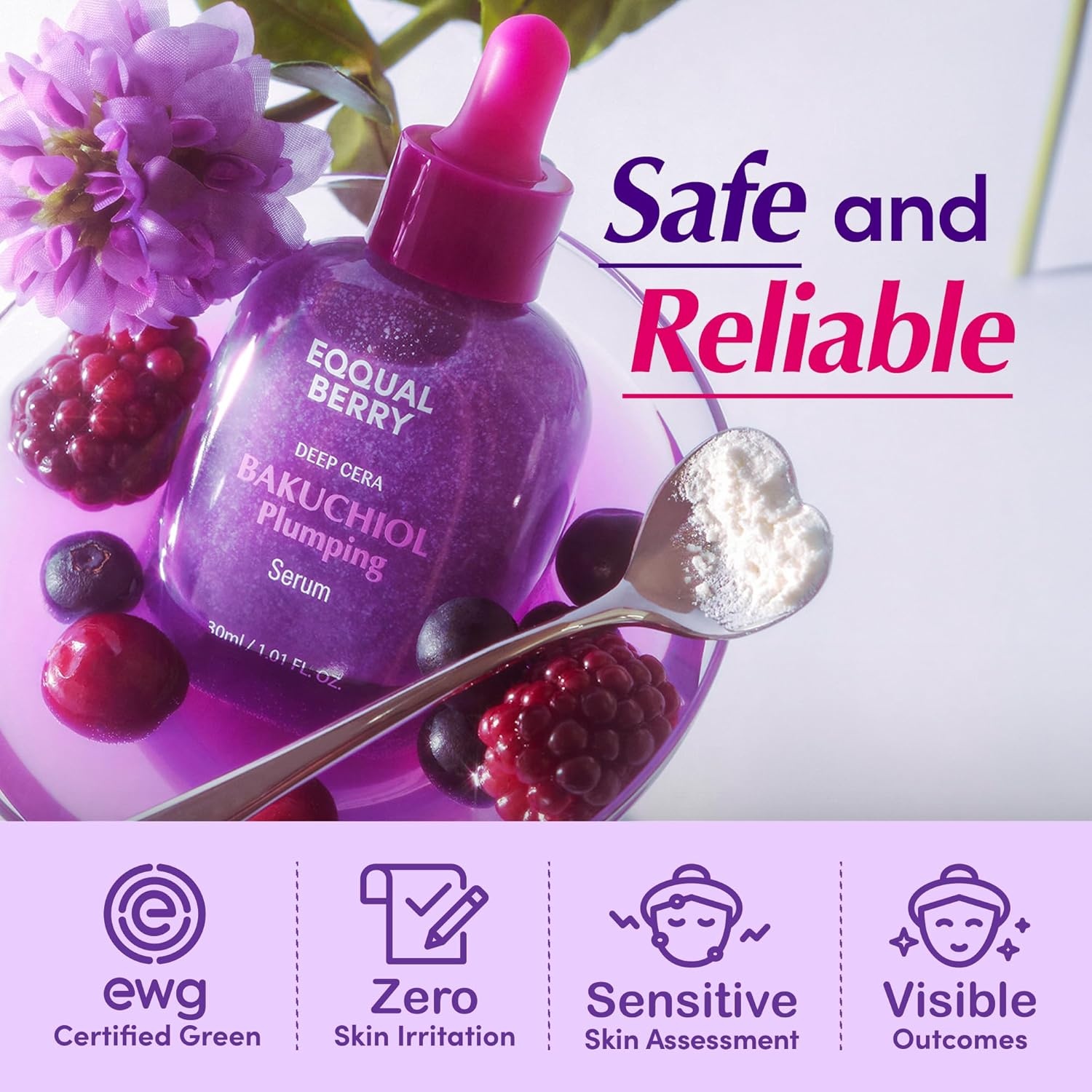 image:imageEQQUALBERRY Bakuchiol Plumping Face Serum Retinol Natural Alternative for Sensitive Skin with Niacinamide amp Hyaluronic Acid Pore amp Wrinkle Korean Skin Care 101oz 30ml