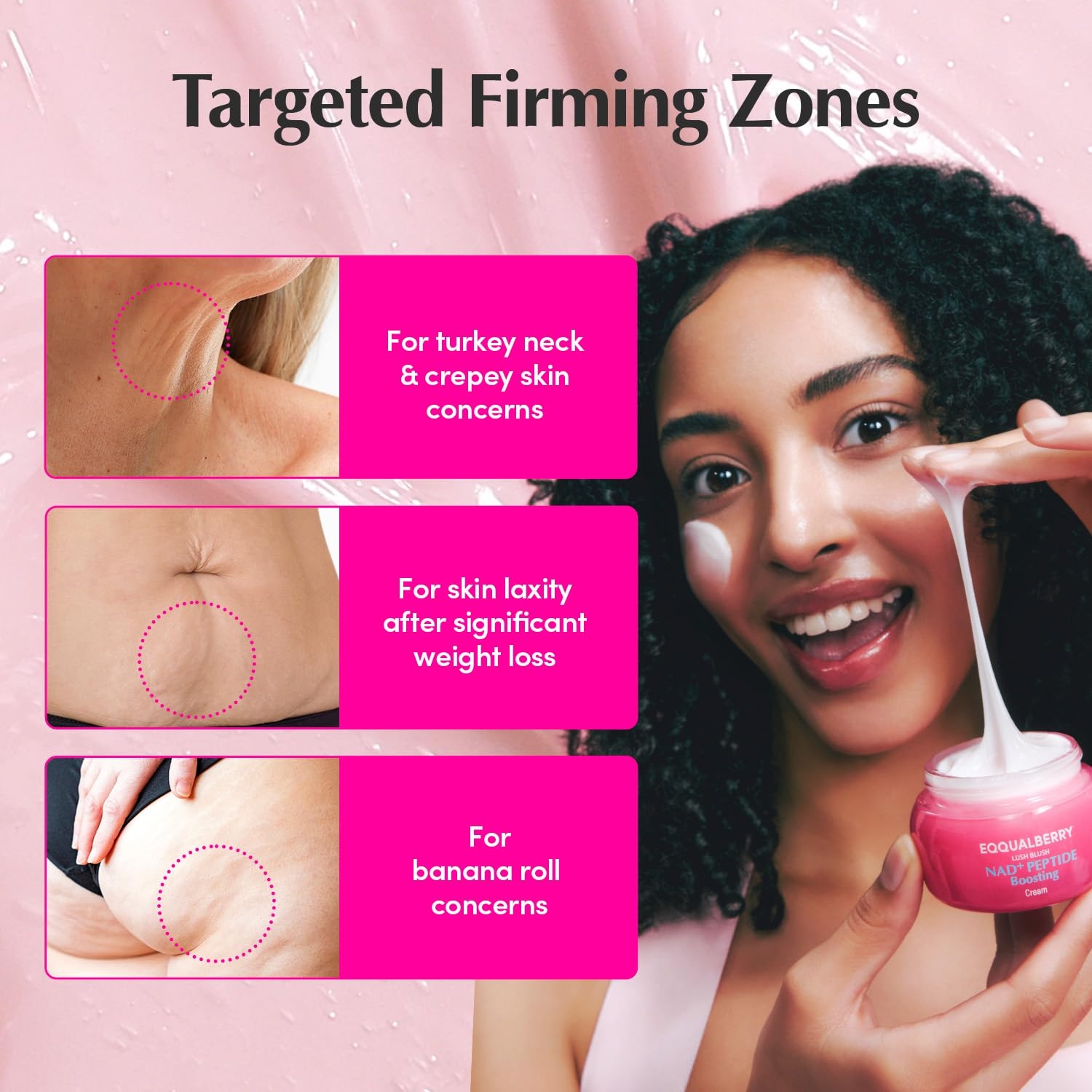 image:imageEQQUALBERRY NAD Peptide Boosting Cream NAD 5 amp 13 Peptides AntiAging Korean Skincare Face amp Body Cream Firming amp Lifting Pink Neck Cream for Sagging Skin 169 floz 50mlSingle Pack