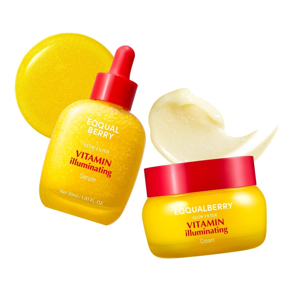 image:imageEQQUALBERRY Vitamin C Dark Spots amp Brightening Duo Vitamin Illuminating Serum amp Cream with Niacinamide TXA amp Ceramides Korean Skincare Set for Even Tone amp Glow